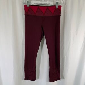 Lululemon Leggings Women's 4 Dark Red Zip Pocket Pull On Mid Rise 21.5" Inseam